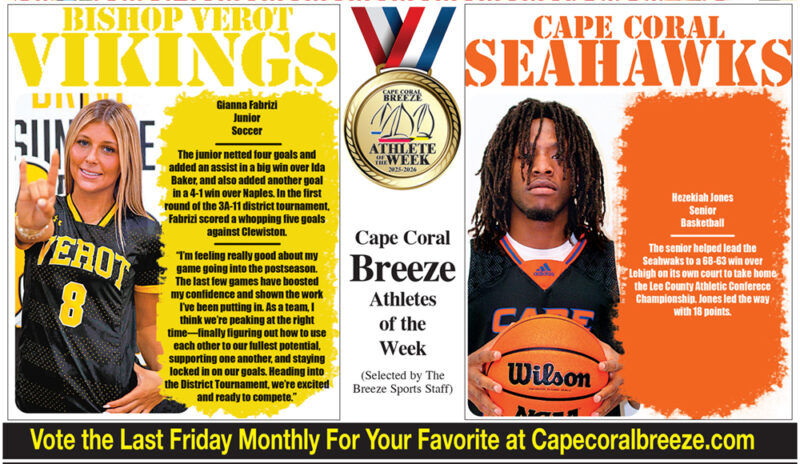 Athletes of the Week | Jan. 23 | Bishop Verot soccer standout GIANNA FABRIZI & Cape Coral Seahawk basketballer HEZEKIAH JONES
